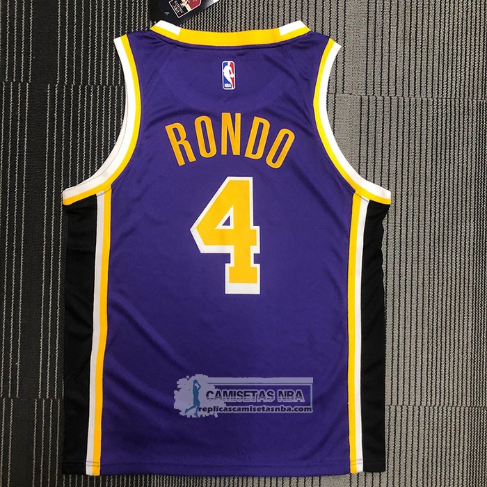 Camiseta Los Angeles Lakers Rajon Rondo NO 4 Statement Edition 2021-22 Violeta